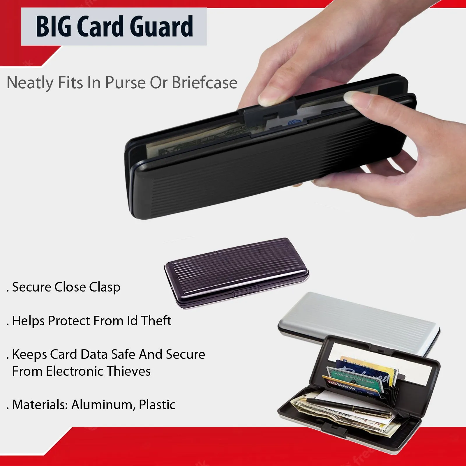 BIG Card Guard Wallet - Ultimate Protection for Your Cards (Black)