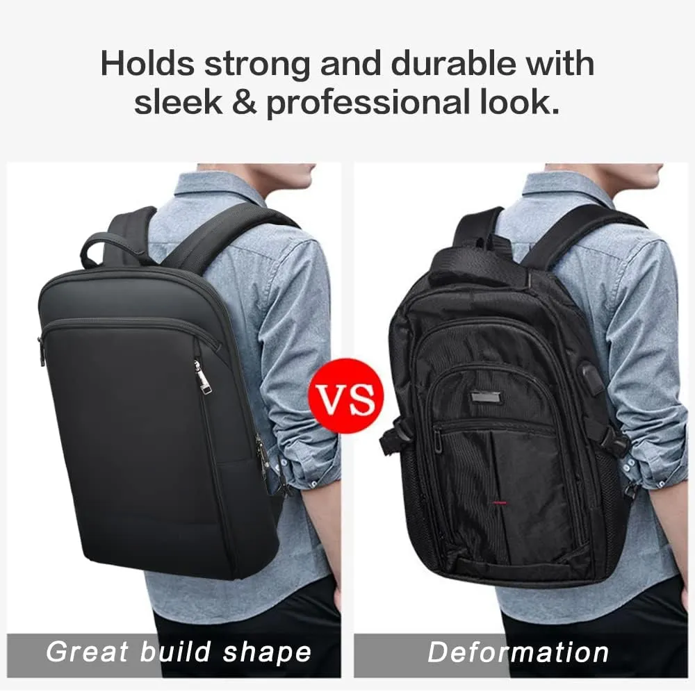BOPai 15 inch Super Slim Laptop Backpack Men Anti Theft Waterproof Backpack Light Smart Business Computer Backpack Casual Daypack Black