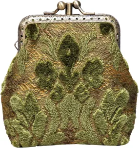 Burnout Velvet Double Kiss Clasp Coin Purse Pouch,Vintage Change Wallet Card Holder