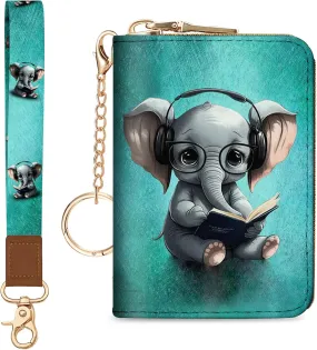 Credit Card Holder RFID Wallet, Small Card Holder Wallet for Women with Keychain Zipper, Funny Leather Print Credit Card Wallets Accordion Gift