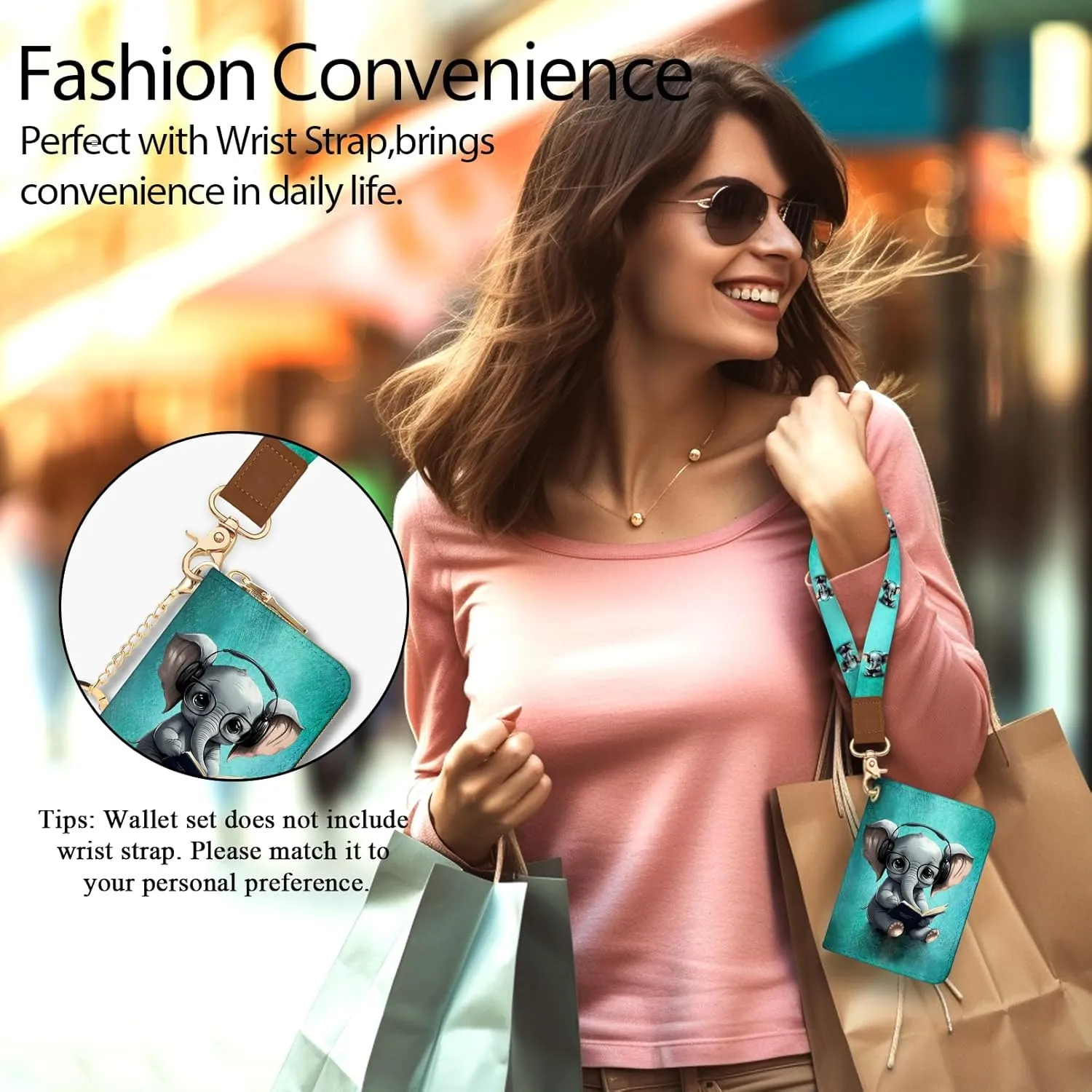 Credit Card Holder RFID Wallet, Small Card Holder Wallet for Women with Keychain Zipper, Funny Leather Print Credit Card Wallets Accordion Gift