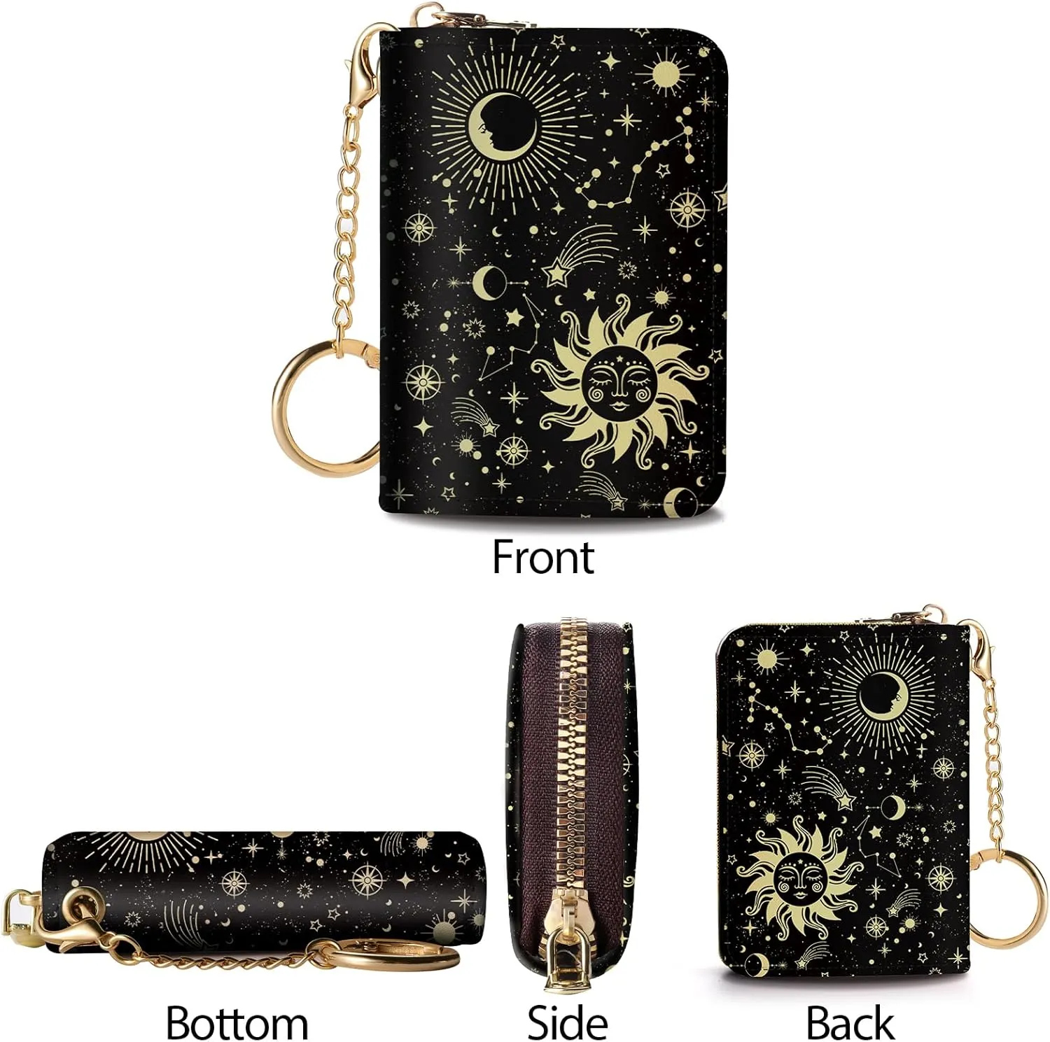 Credit Card Holder RFID Wallet, Small Card Holder Wallet for Women with Keychain Zipper, Funny Leather Print Credit Card Wallets Accordion Gift