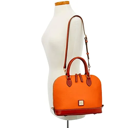 Dooney & Bourke Pebble Leather Zip Zip Satchel Bag, Clementine