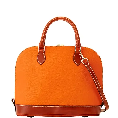 Dooney & Bourke Pebble Leather Zip Zip Satchel Bag, Clementine