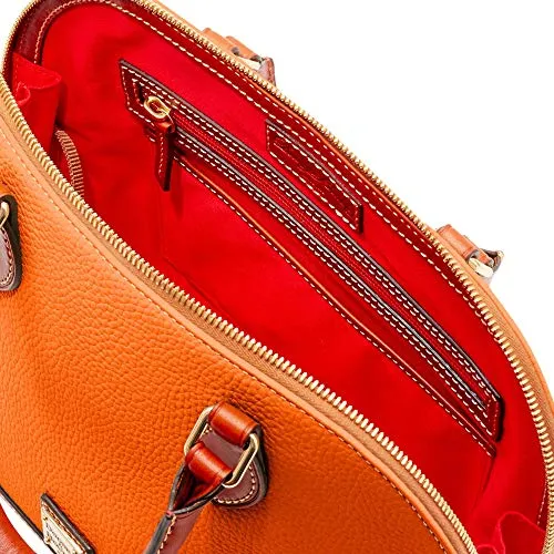 Dooney & Bourke Pebble Leather Zip Zip Satchel Bag, Clementine