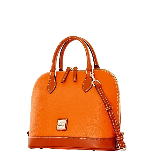 Dooney & Bourke Pebble Leather Zip Zip Satchel Bag, Clementine