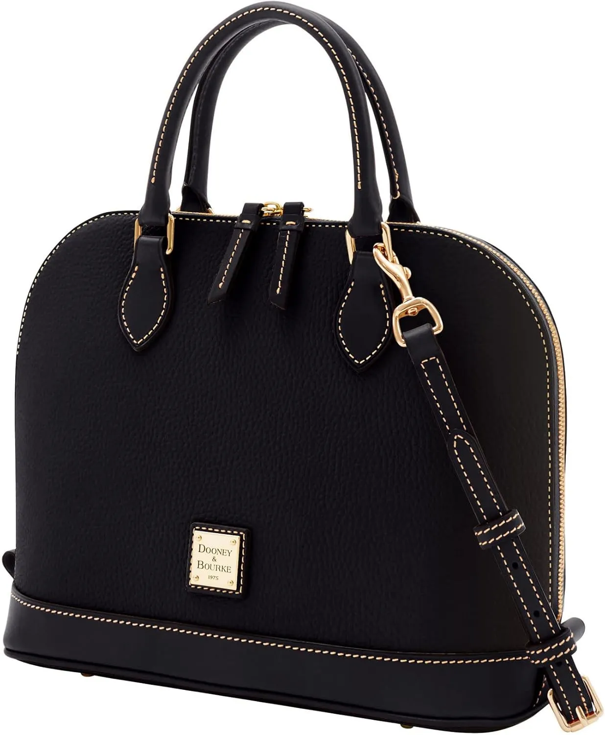 Dooney & Bourke Women's Zip Zip Satchel in Pebble Grain Leather, Large Handbag with Adjustable & Detachable Shoulder Strap