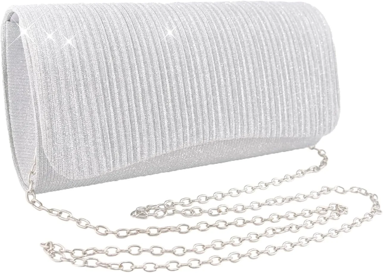 Evening Handbags Clutch Purses for Women Ladies Girls Light Small Hand Bags for Formal Wedding Engagement Cocktail Prom Party Bling Sparkle Crossbody Shoulder Bag