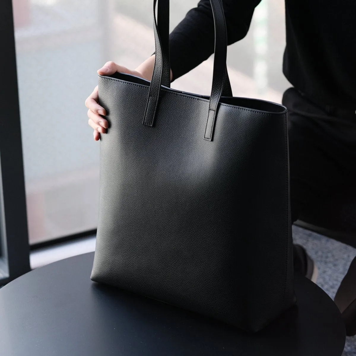 Italian Leather Casual Tote (Grey)