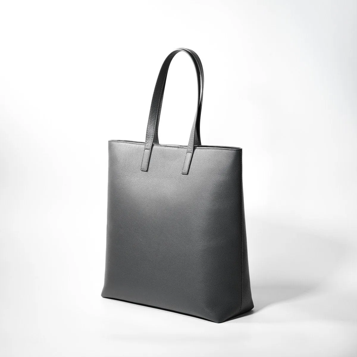 Italian Leather Casual Tote (Grey)