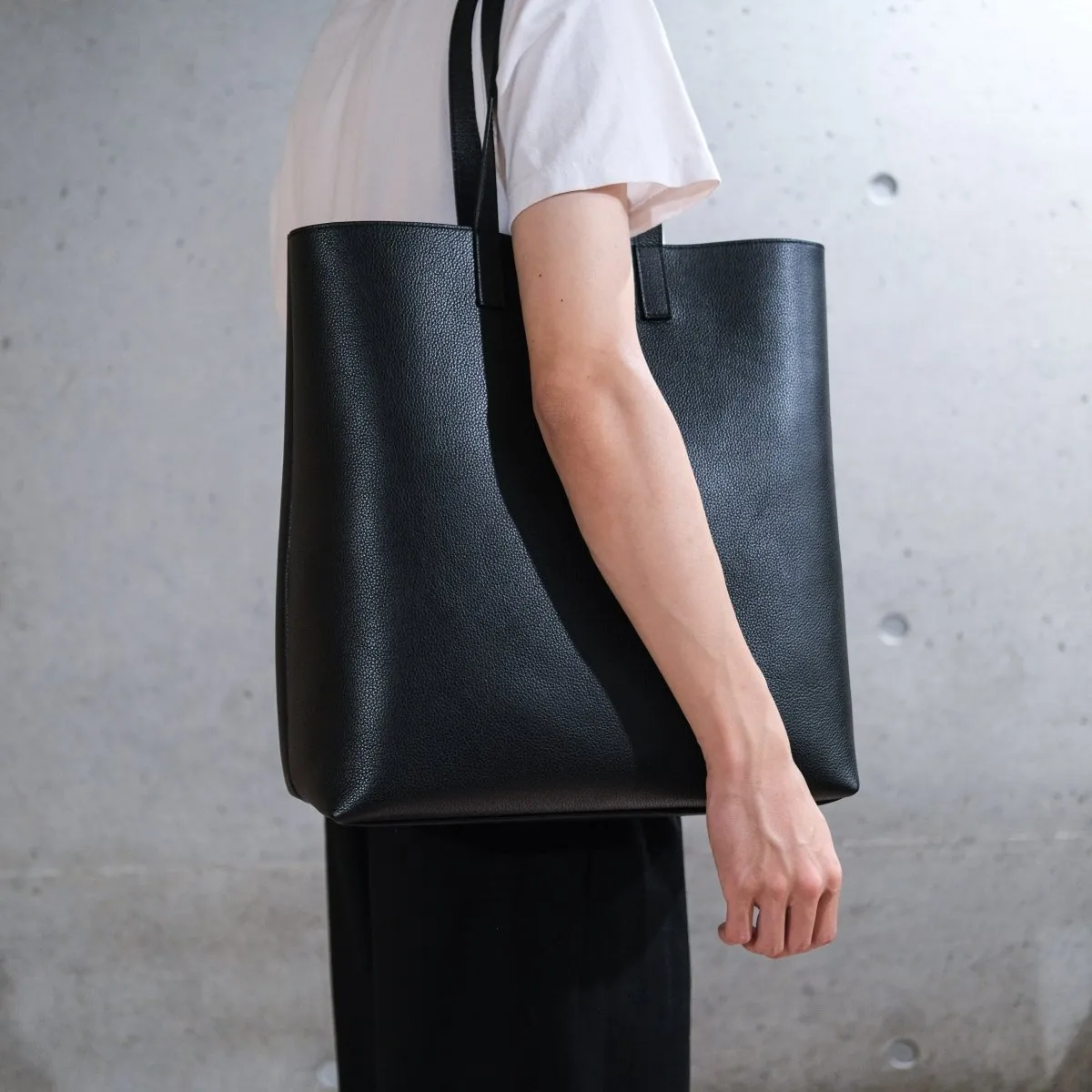 Italian Leather Casual Tote (Grey)