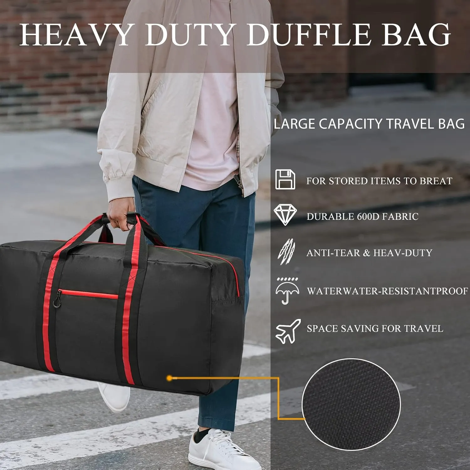 KUI WAN Duffle Bags for Travel Lightweight Travel Bag for Storage, Foldable Waterproof Duffel Bag for Overnight Camping Men Women, Army Green, 100L- 31.1 inches, Lightweight Duffle Bag