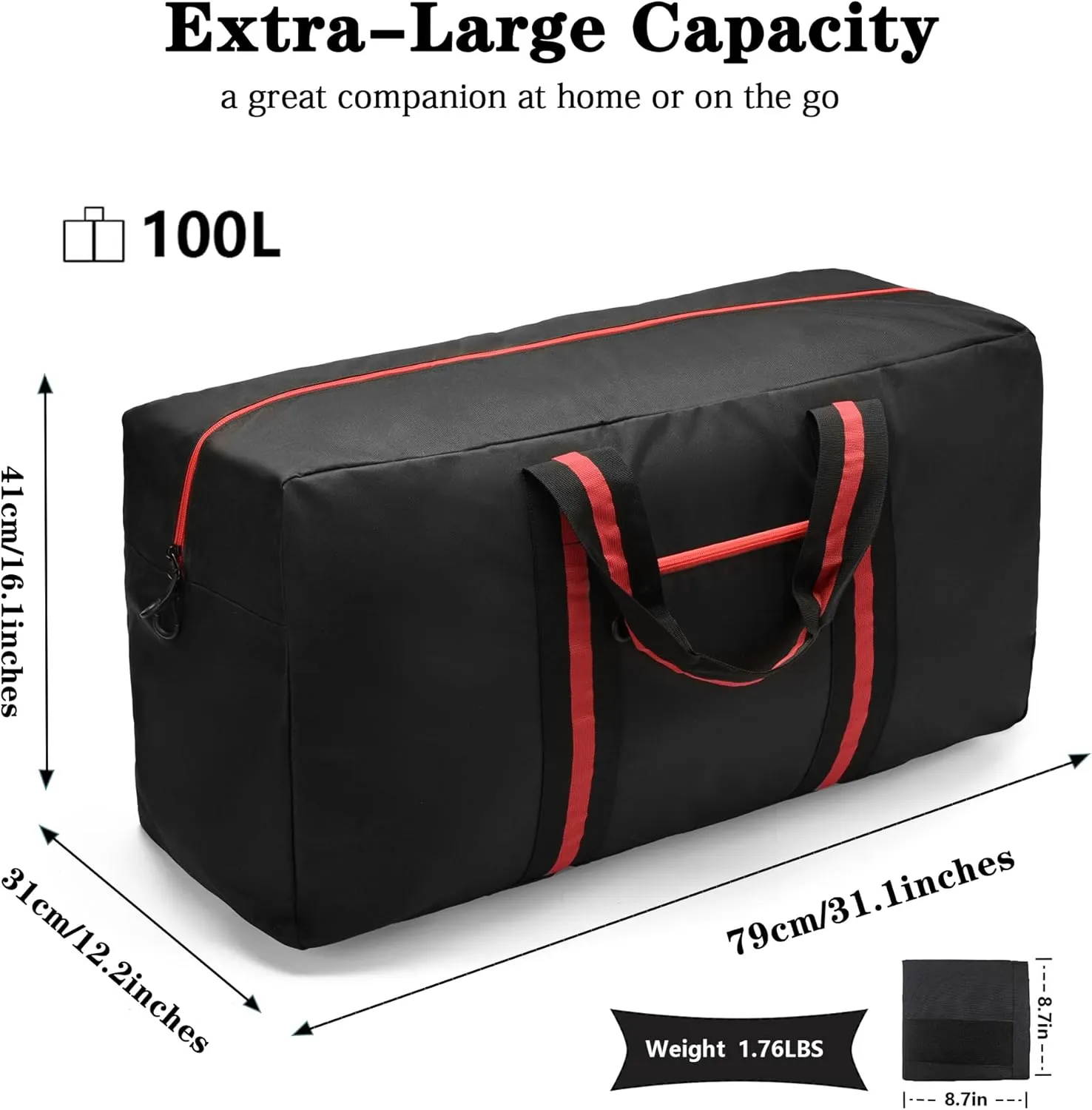 KUI WAN Duffle Bags for Travel Lightweight Travel Bag for Storage, Foldable Waterproof Duffel Bag for Overnight Camping Men Women, Army Green, 100L- 31.1 inches, Lightweight Duffle Bag