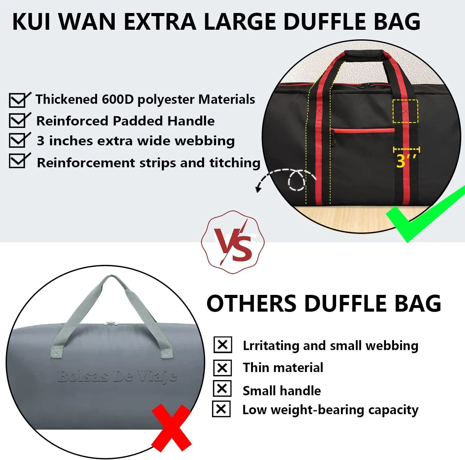 KUI WAN Duffle Bags for Travel Lightweight Travel Bag for Storage, Foldable Waterproof Duffel Bag for Overnight Camping Men Women, Army Green, 100L- 31.1 inches, Lightweight Duffle Bag