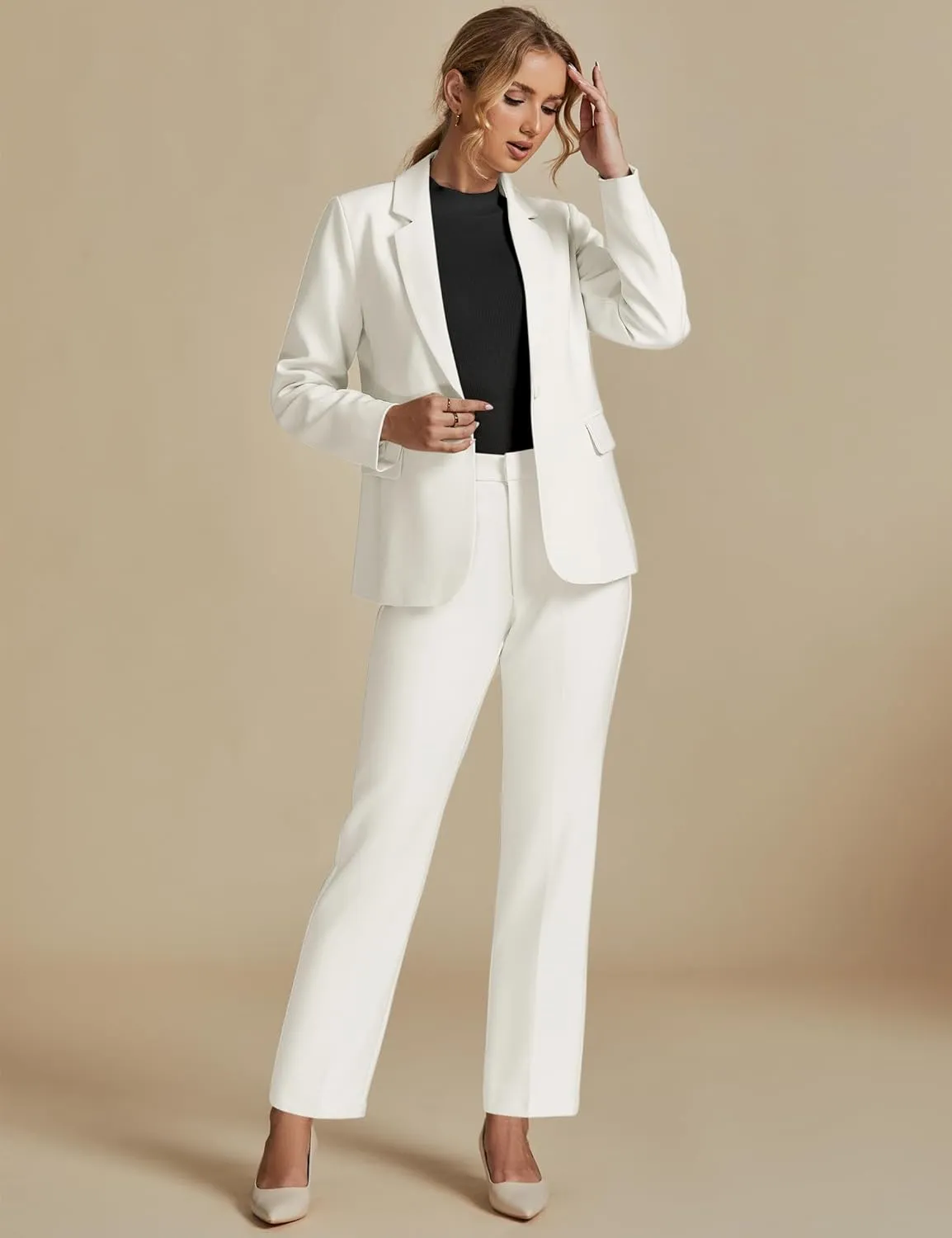 luvamia Women's Two Piece Sets Pants Suits Dressy Business Casual Outfits Professional Blazer Pantsuits Set Work Office