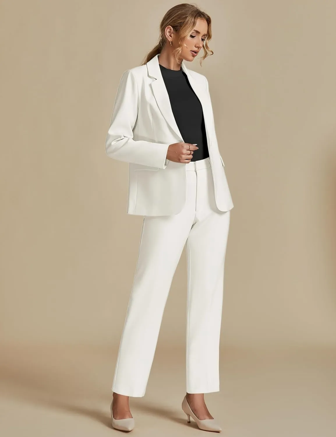 luvamia Women's Two Piece Sets Pants Suits Dressy Business Casual Outfits Professional Blazer Pantsuits Set Work Office