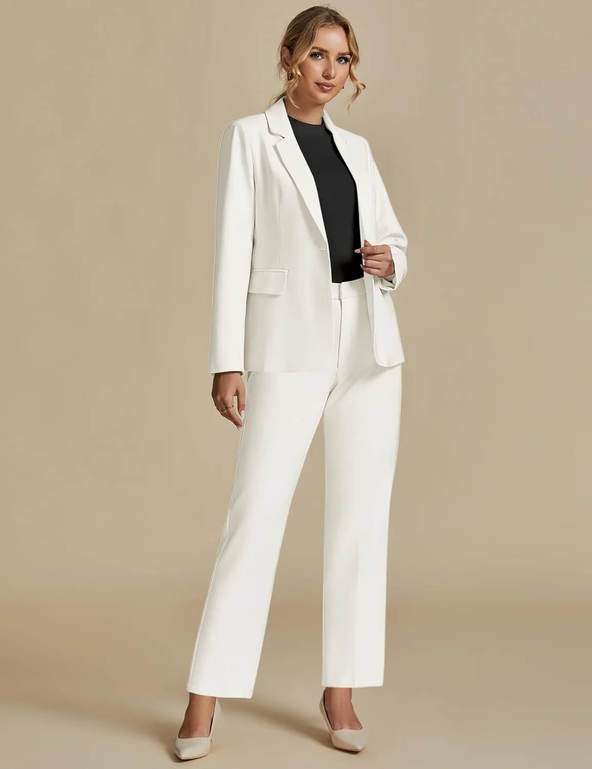 luvamia Women's Two Piece Sets Pants Suits Dressy Business Casual Outfits Professional Blazer Pantsuits Set Work Office