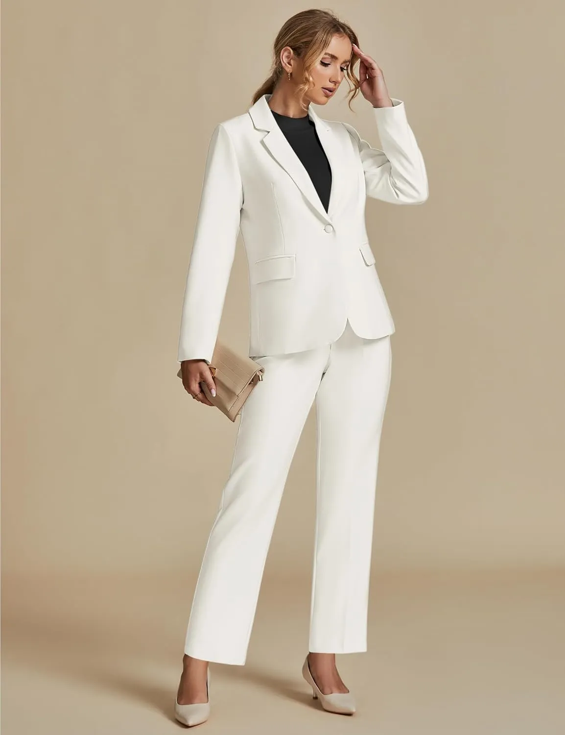 luvamia Women's Two Piece Sets Pants Suits Dressy Business Casual Outfits Professional Blazer Pantsuits Set Work Office