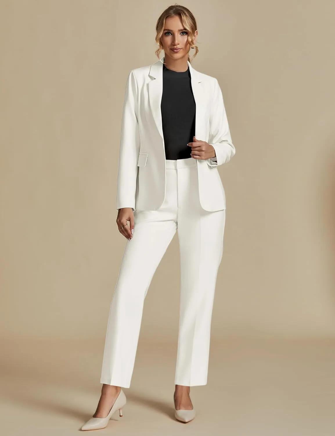 luvamia Women's Two Piece Sets Pants Suits Dressy Business Casual Outfits Professional Blazer Pantsuits Set Work Office