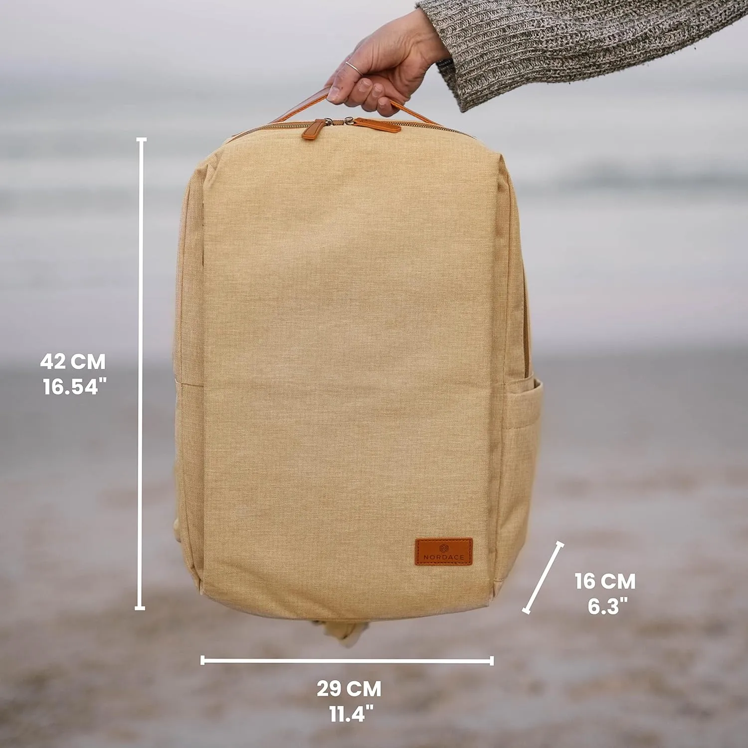 Nordace Siena Smart Backpack with USB Charging - 15.6 Inch Laptop Backpack, 19L Daily Backpack for Travel, Everyday, or Work (Khaki)