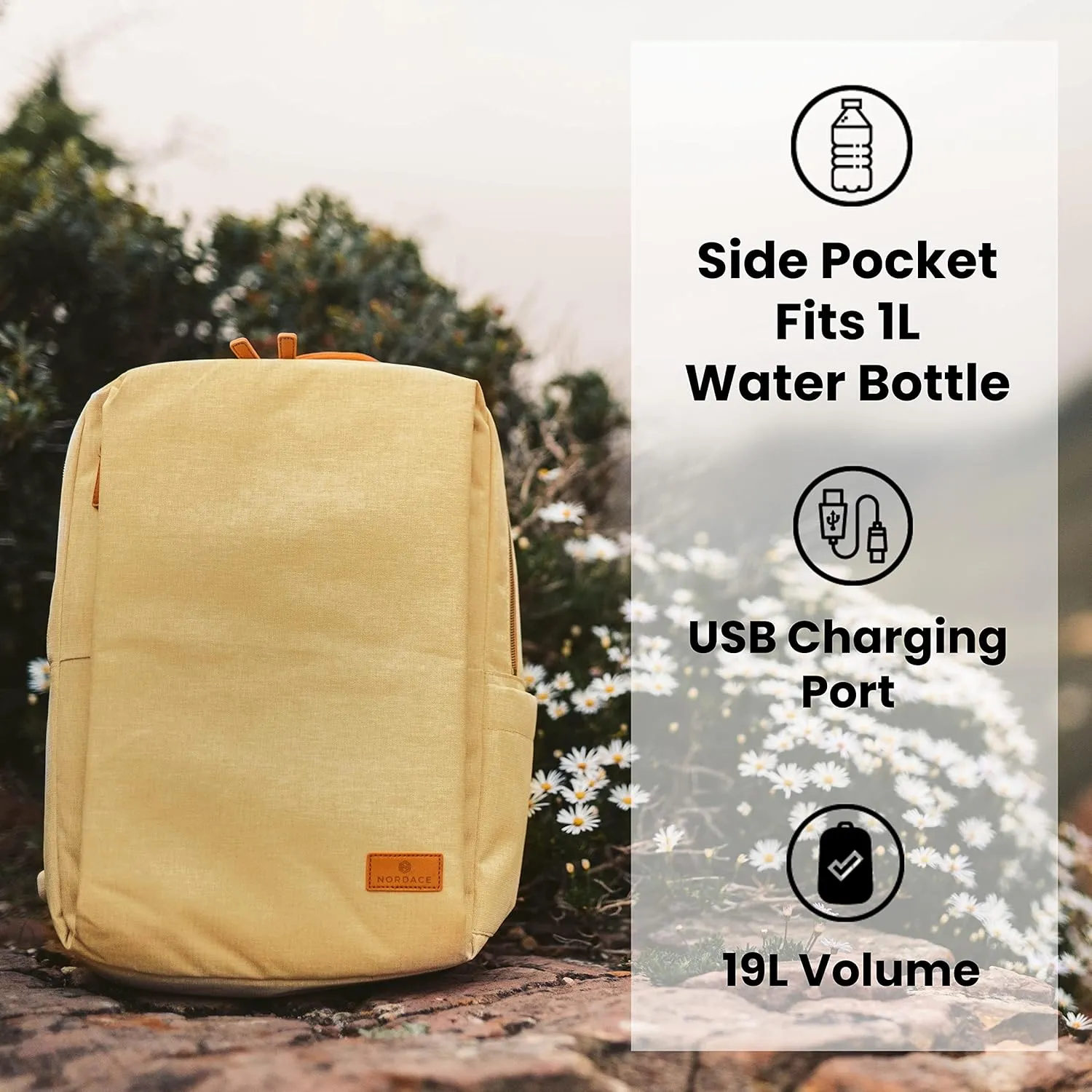 Nordace Siena Smart Backpack with USB Charging - 15.6 Inch Laptop Backpack, 19L Daily Backpack for Travel, Everyday, or Work (Khaki)