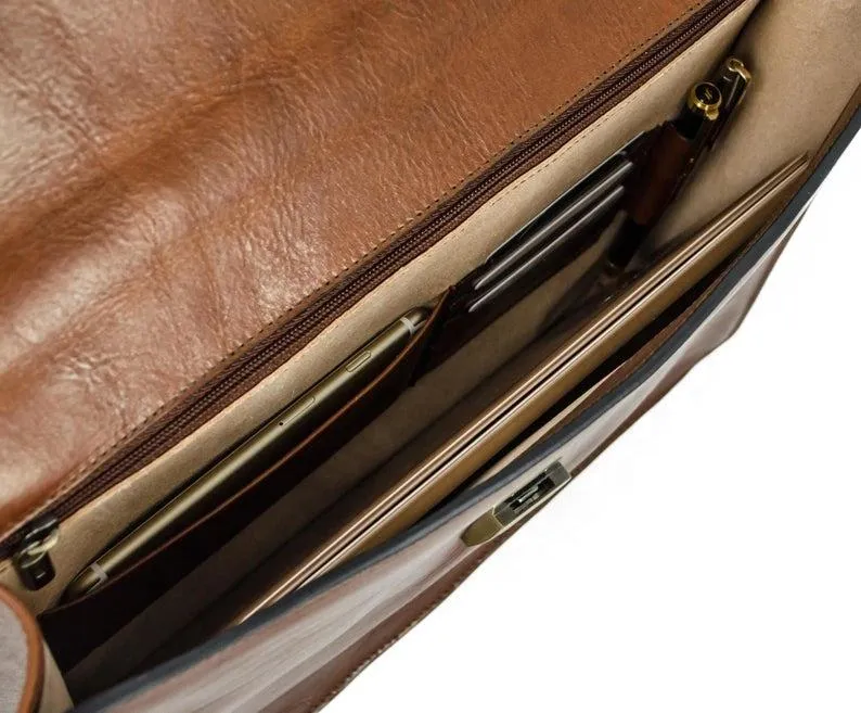 Past Master Blue Lodge California Regulation Briefcase - Brown Leather