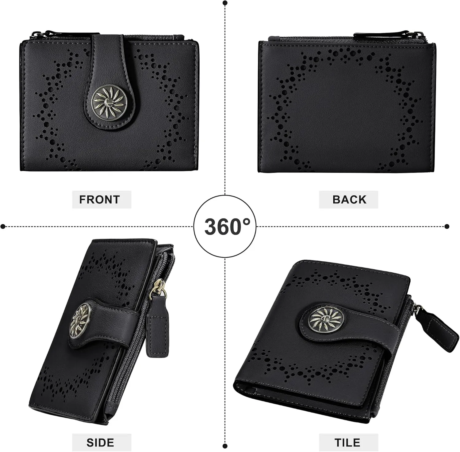 Small Wallet for Women Bifold RFID Blocking Card Holder Leather Wallets with Zipper Coin Pocket