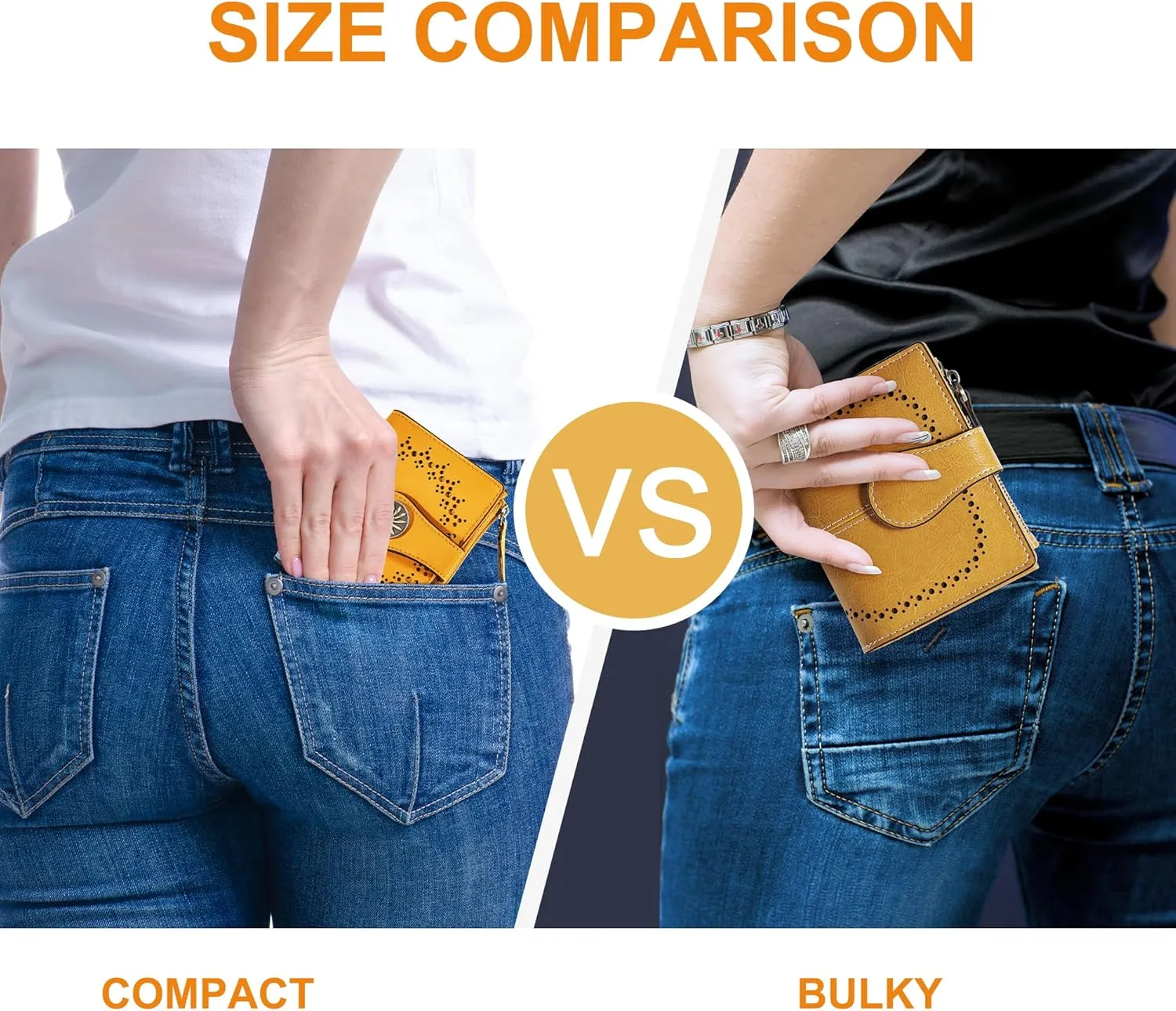 Small Wallet for Women Bifold RFID Blocking Card Holder Leather Wallets with Zipper Coin Pocket