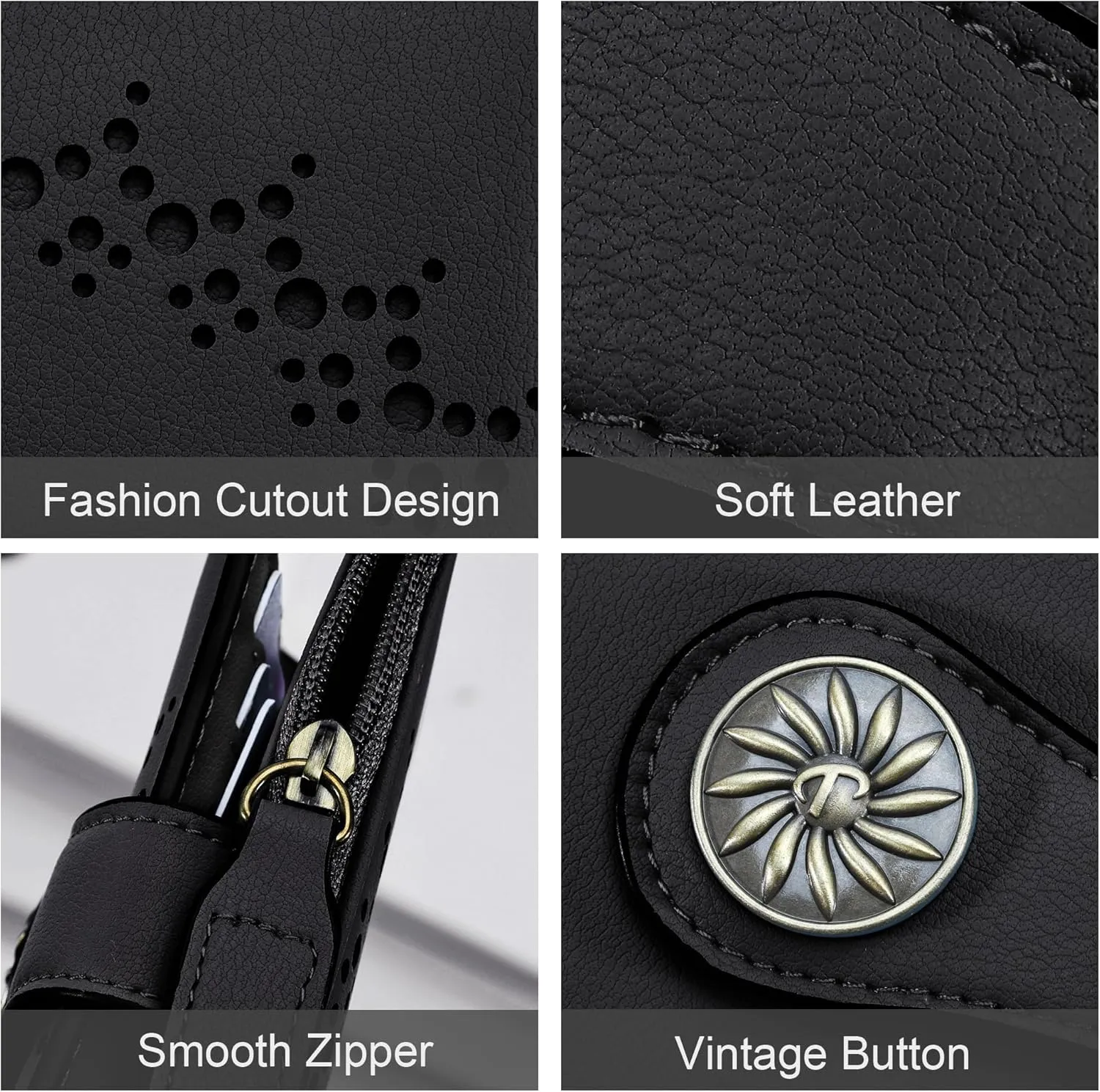 Small Wallet for Women Bifold RFID Blocking Card Holder Leather Wallets with Zipper Coin Pocket