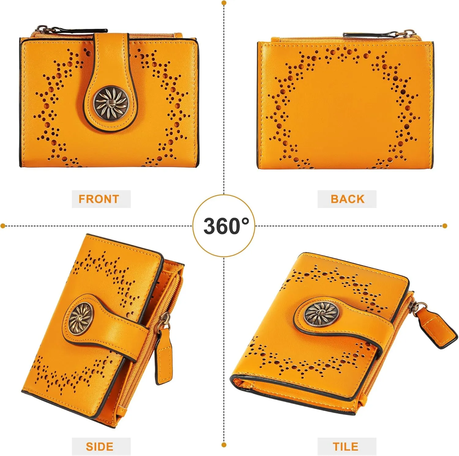 Small Wallet for Women Bifold RFID Blocking Card Holder Leather Wallets with Zipper Coin Pocket