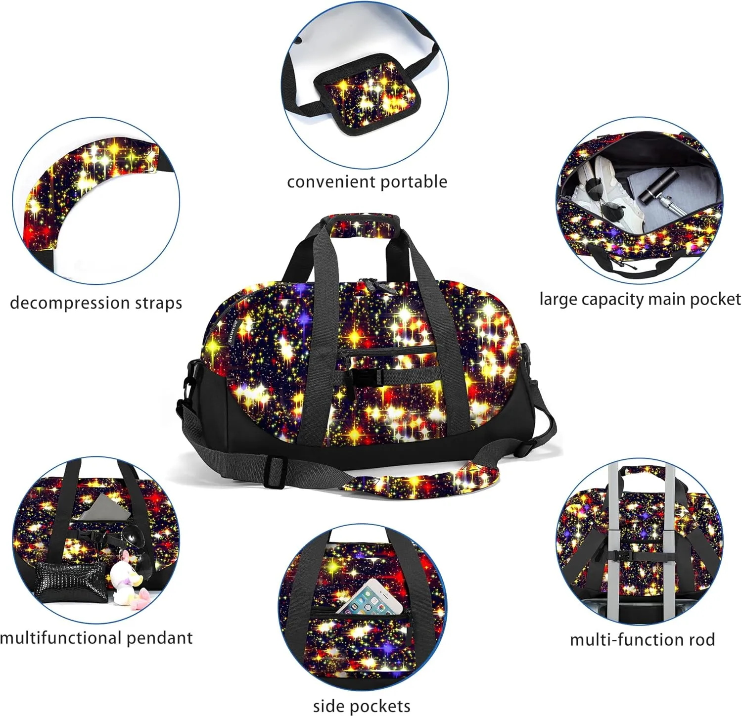 Stumdo Kids Overnighter Duffel Bags for kids, Carry-On Size & Ideal for School Practice or Overnight Travel Weekender Tote for Travel Gym Sport bag for Boys & Girls, 11-ddeng, Style