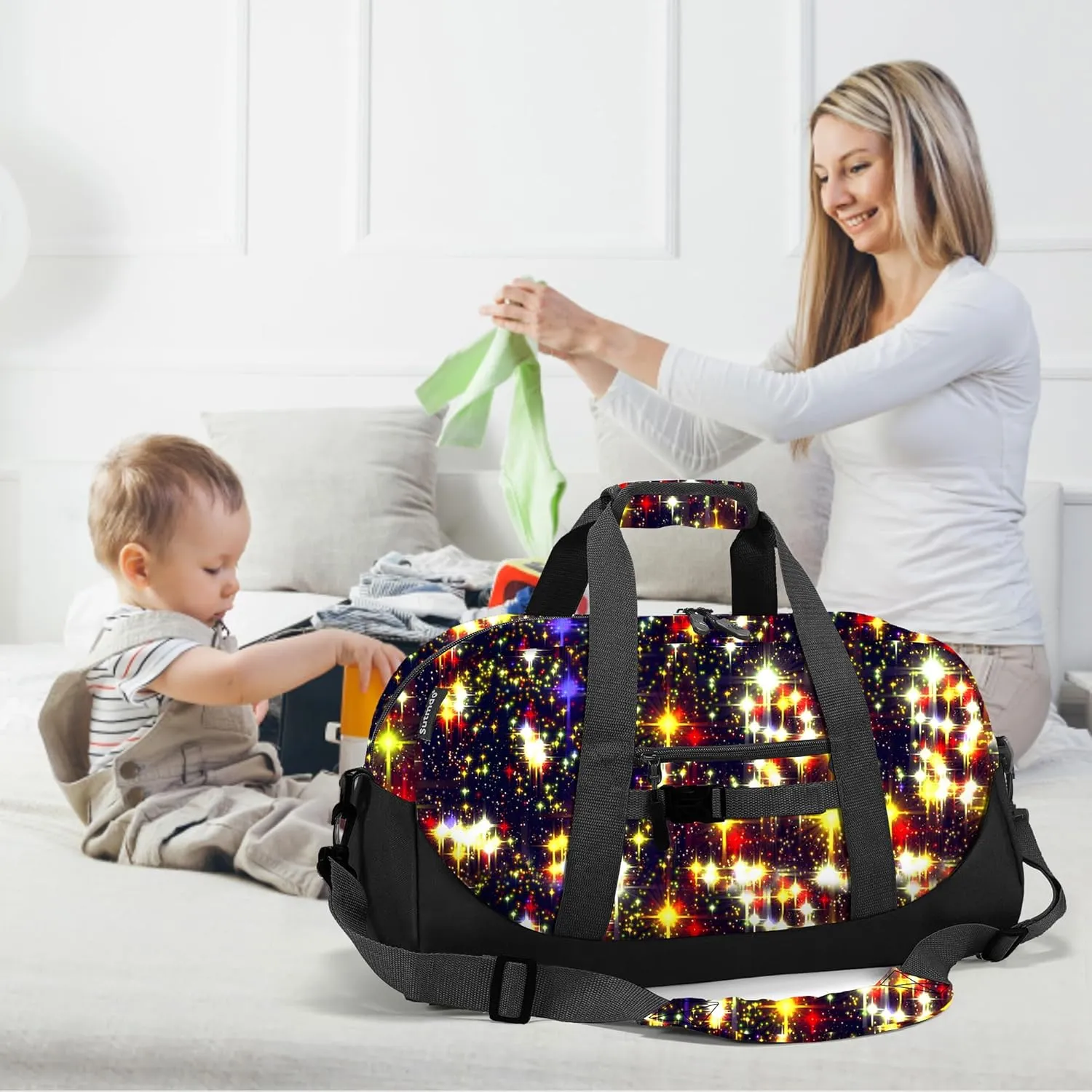 Stumdo Kids Overnighter Duffel Bags for kids, Carry-On Size & Ideal for School Practice or Overnight Travel Weekender Tote for Travel Gym Sport bag for Boys & Girls, 11-ddeng, Style