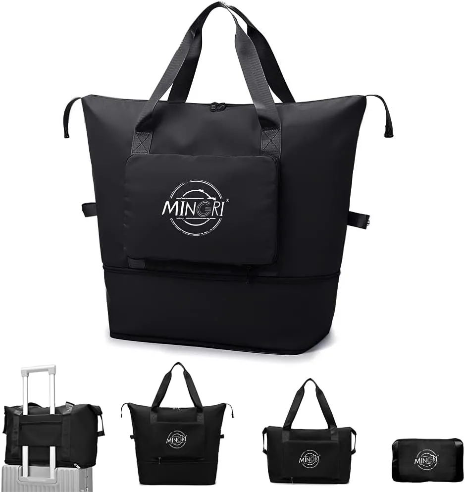 Travel Duffel Bags Tote Bag,Travel Weekender Overnight Bags Women Carry On Bags for Airplanes,Tote Bags with Trolley Sleeve, B-black, L, Travel Bag(with Shoulder Strap)