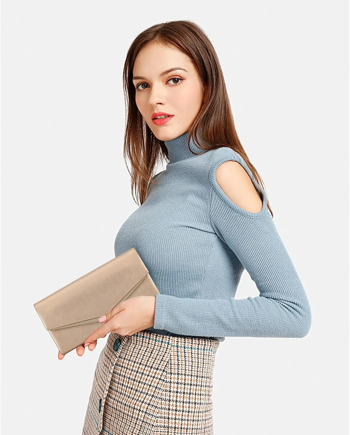 Women’s Evening Handbag Vegan Leather Ladies Envelope Clutch Classic Elegant Purse Bags