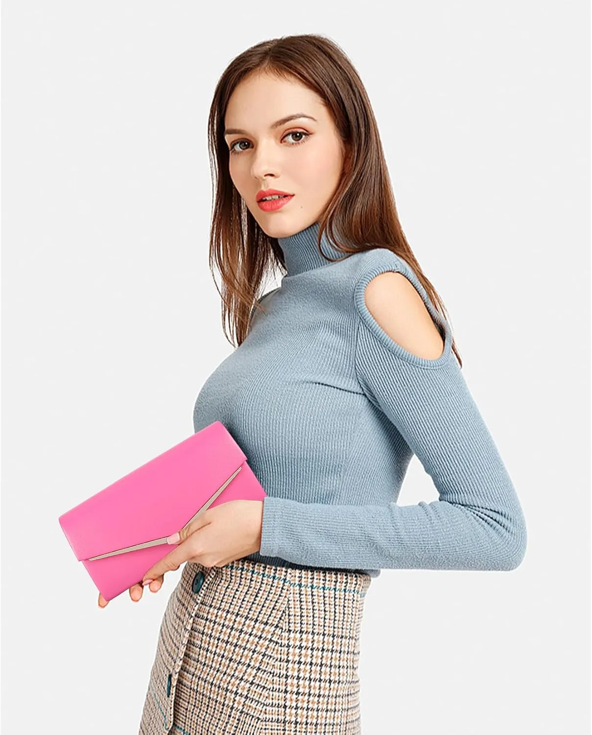 Women’s Evening Handbag Vegan Leather Ladies Envelope Clutch Classic Elegant Purse Bags